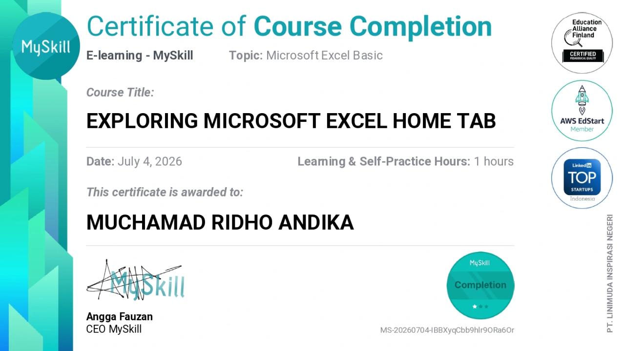 Dokumentasi pelatihan Exploring Microsoft Home Tab